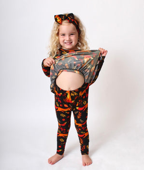 Switch-A-Roo™ Reversible Opening Twirl Romper in Foxes