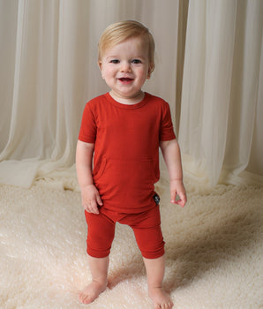 Change-A-Roo™ Front Opening Shortie Romper in Burnt Sunset