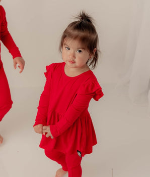 Switch-A-Roo™ Reversible Opening Twirl Romper in Pomegranate