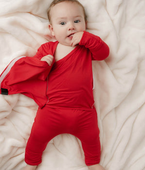Wrap-A-Roo™ Wrap Opening Romper in Pomegranate