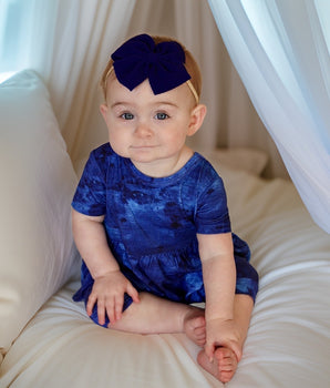 Switch-A-Roo™ Reversible Opening Twirl Shortie Romper in Marbled Sapphire