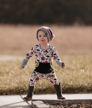 Change-A-Roo™ Front Opening Romper in Farm Life
