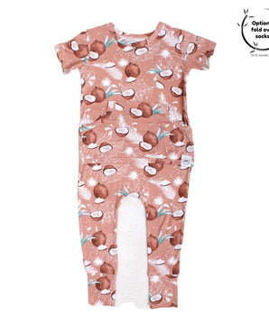 Change-A-Roo™ Front Opening Romper in Coco Nutty