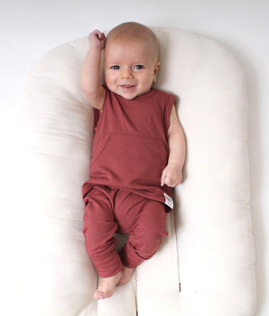 Change-A-Roo™ Front Opening Tank Romper in Memphis Rust