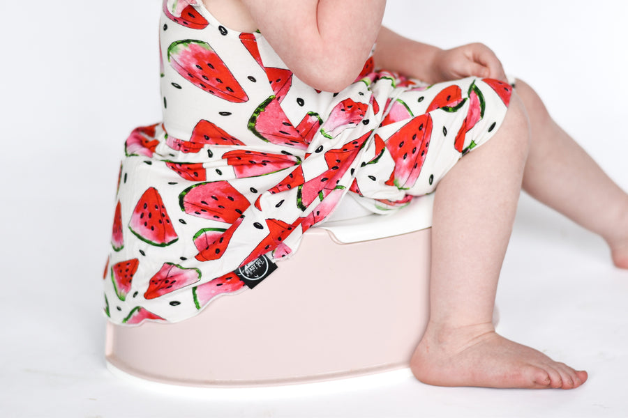 Switch-A-Roo™ Reversible Opening OG Twirl Shortie Romper in Watermelons 2.0| Bamboo Viscose
