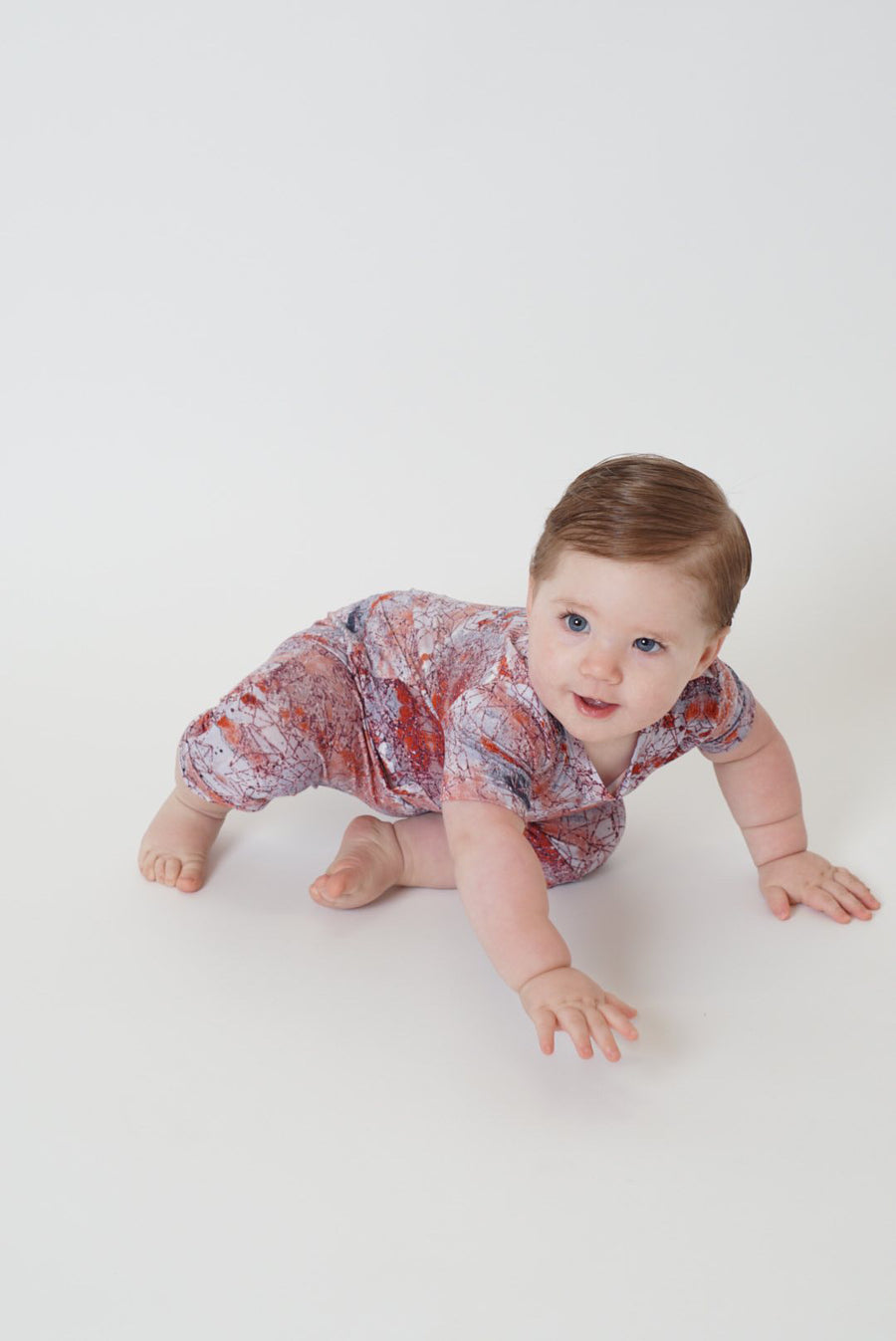 Front Opening Shortie Romper in Sunset | Bamboo Viscose