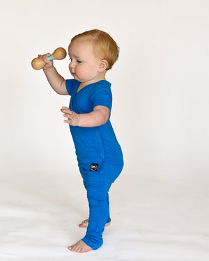 Wrap-A-Roo™ Wrap Opening Romper in Azure | Bamboo Viscose