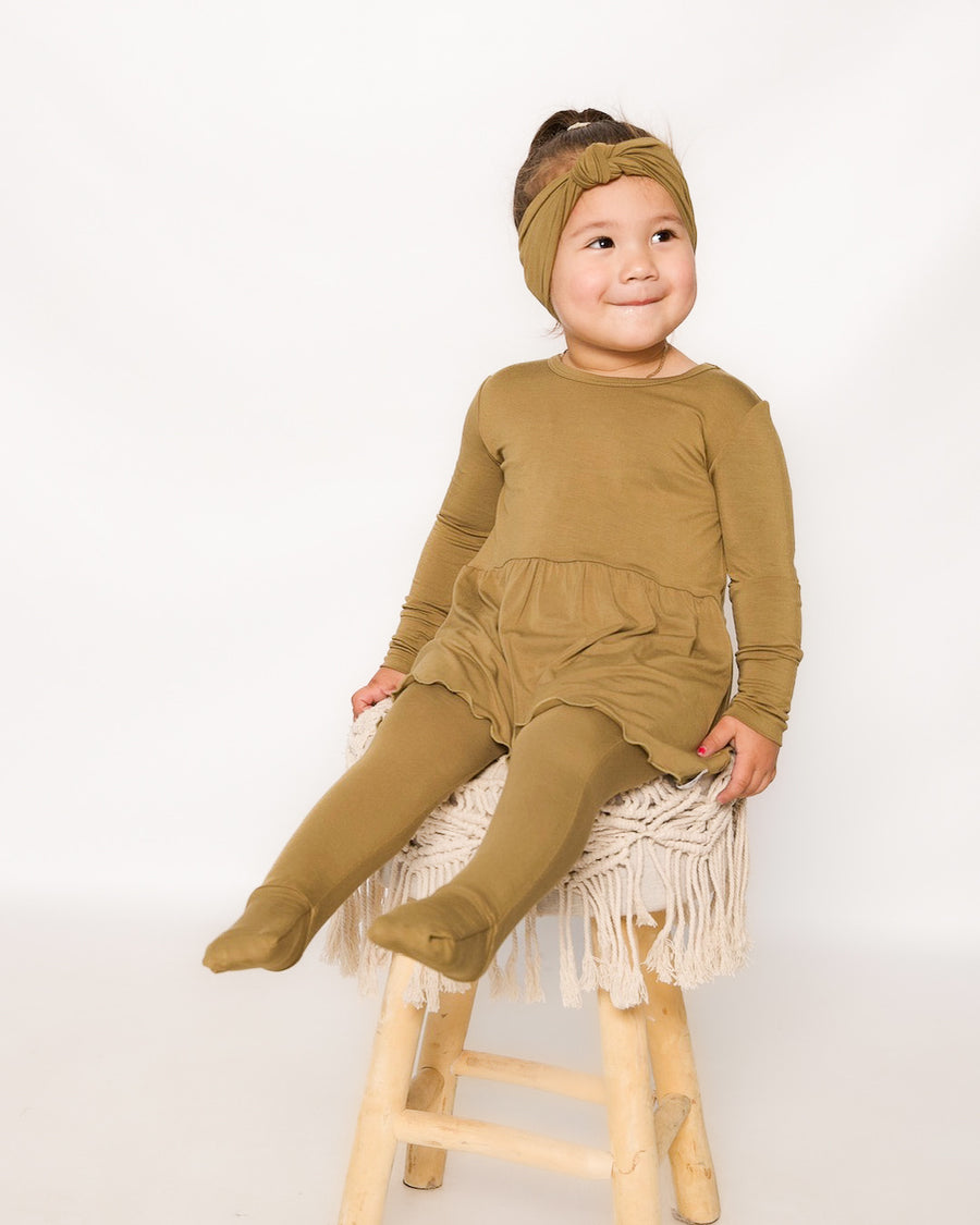 Front Opening Twirl Romper in Khaki | Bamboo Viscose