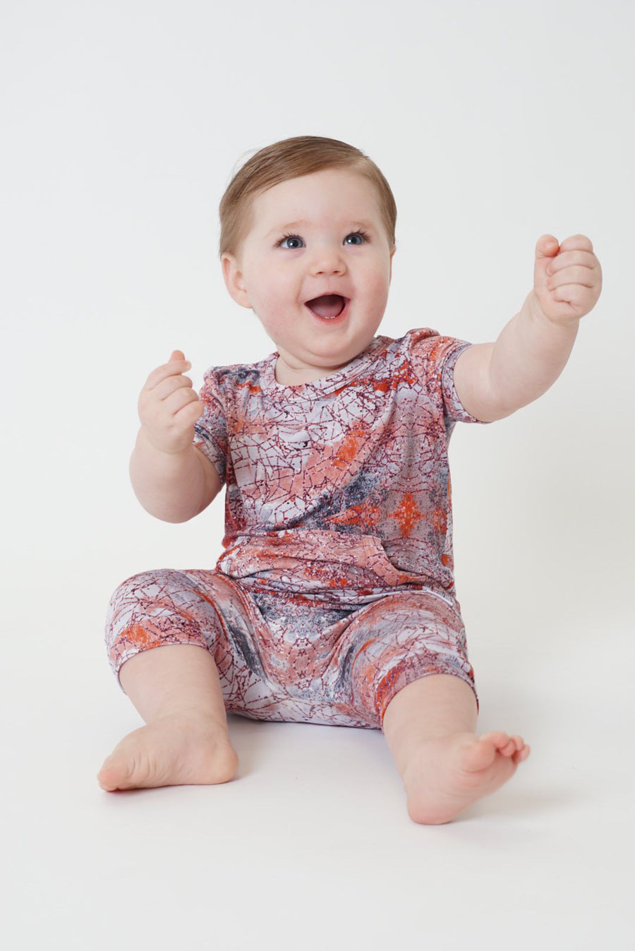 Front Opening Shortie Romper in Sunset | Bamboo Viscose