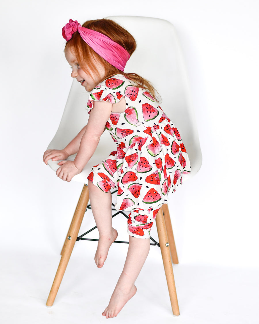 Switch-A-Roo™ Reversible Opening OG Twirl Shortie Romper in Watermelons 2.0| Bamboo Viscose