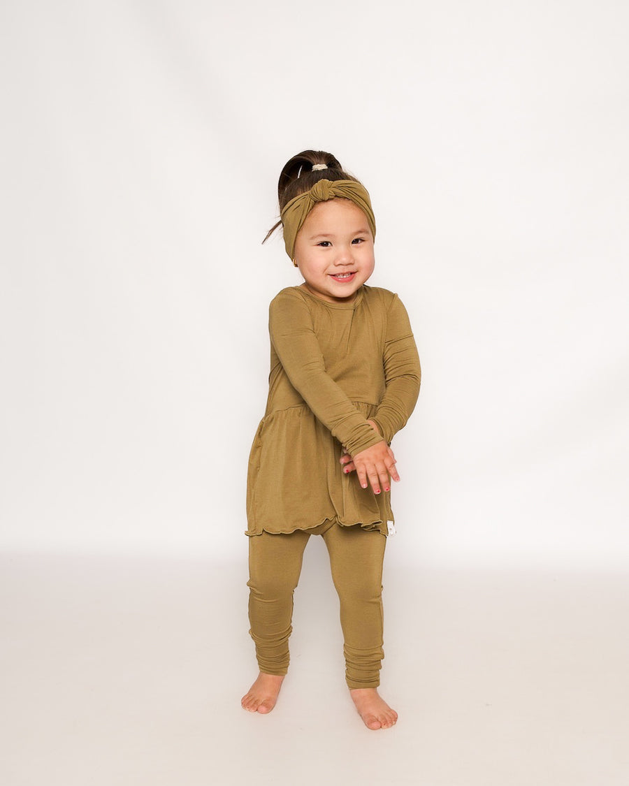 Front Opening Twirl Romper in Khaki | Bamboo Viscose