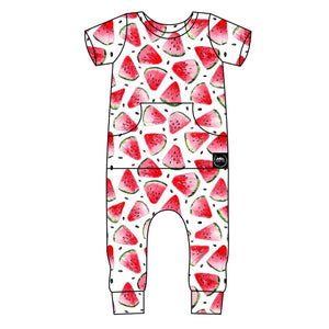 Front Opening Romper in OG Watermelons 2.0 | Bamboo Viscose