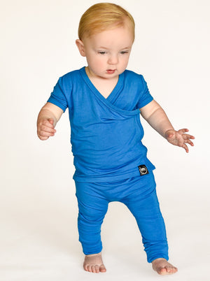 Wrap-A-Roo™ Wrap Opening Romper in Azure | Bamboo Viscose