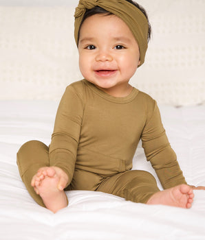 Front Opening Romper in Khaki