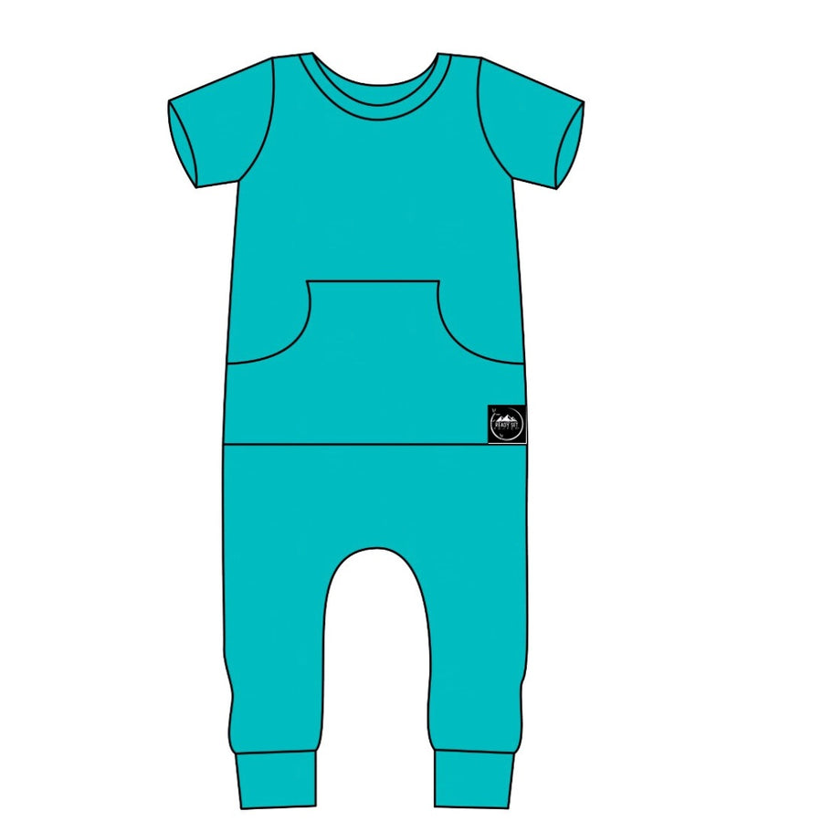 Front Opening Romper in Jade | Bamboo Viscose
