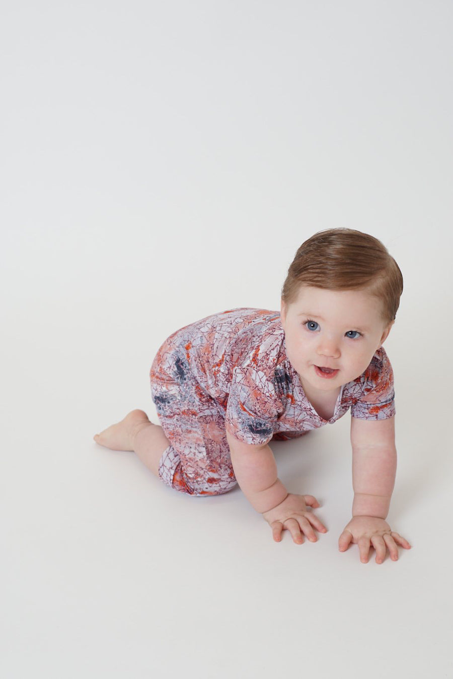 Front Opening Shortie Romper in Sunset | Bamboo Viscose