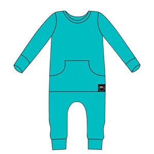Front Opening Romper in Jade | Bamboo Viscose