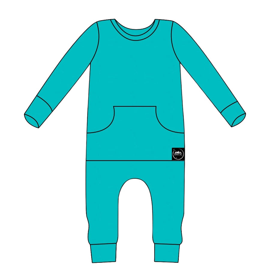 Front Opening Romper in Jade | Bamboo Viscose