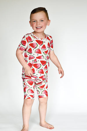 Front Opening Shortie Romper in OG Watermelons 2.0 | Bamboo Viscose
