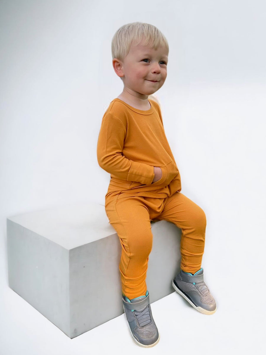 Front Opening Romper in Amber | Bamboo Viscose
