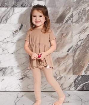 Front Opening Twirl Romper in Sandstone