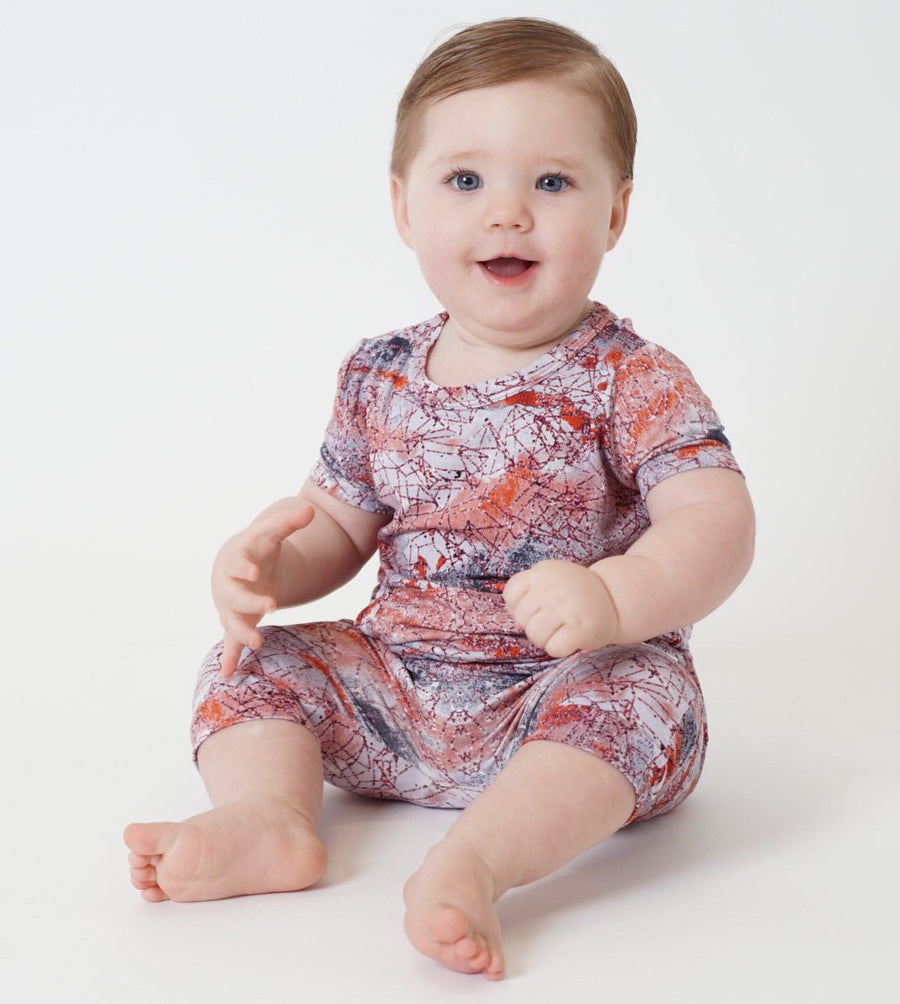 Front Opening Shortie Romper in Sunset | Bamboo Viscose