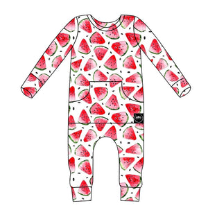 Front Opening Romper in OG Watermelons 2.0 | Bamboo Viscose