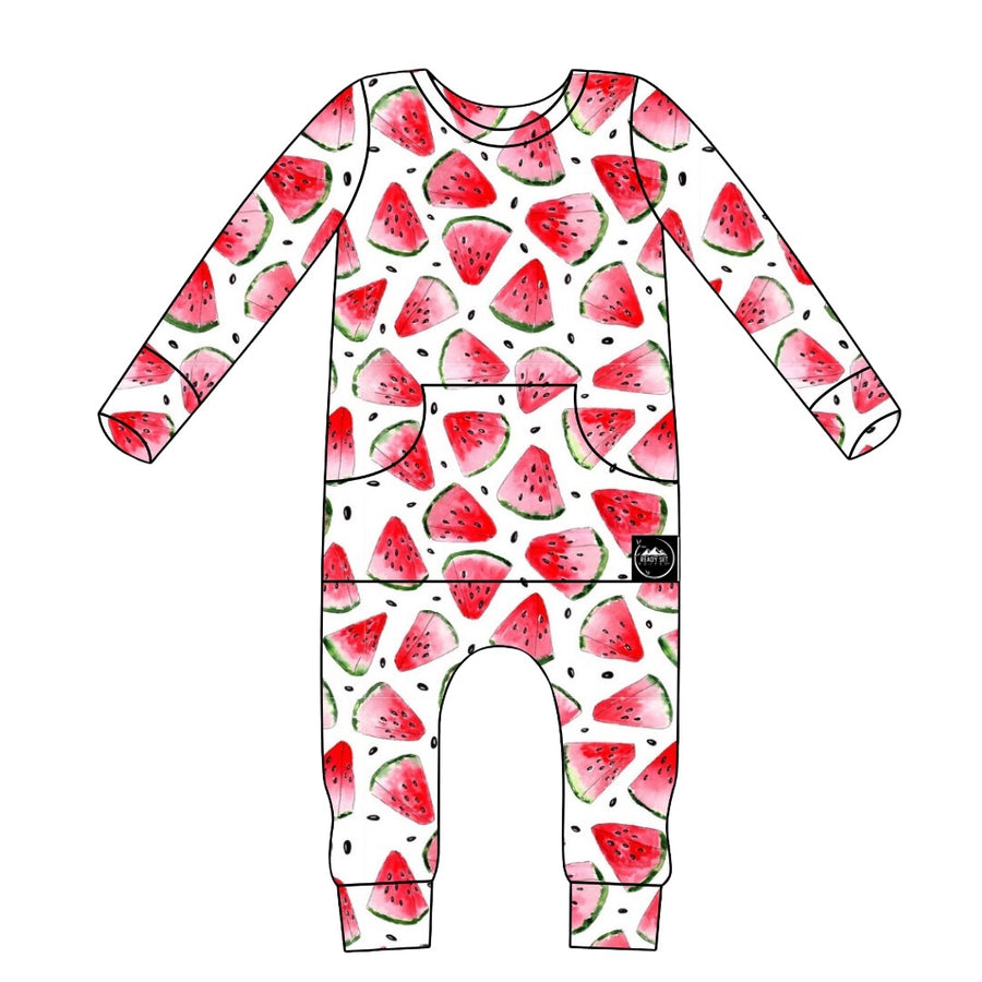 Front Opening Romper in OG Watermelons 2.0 | Bamboo Viscose