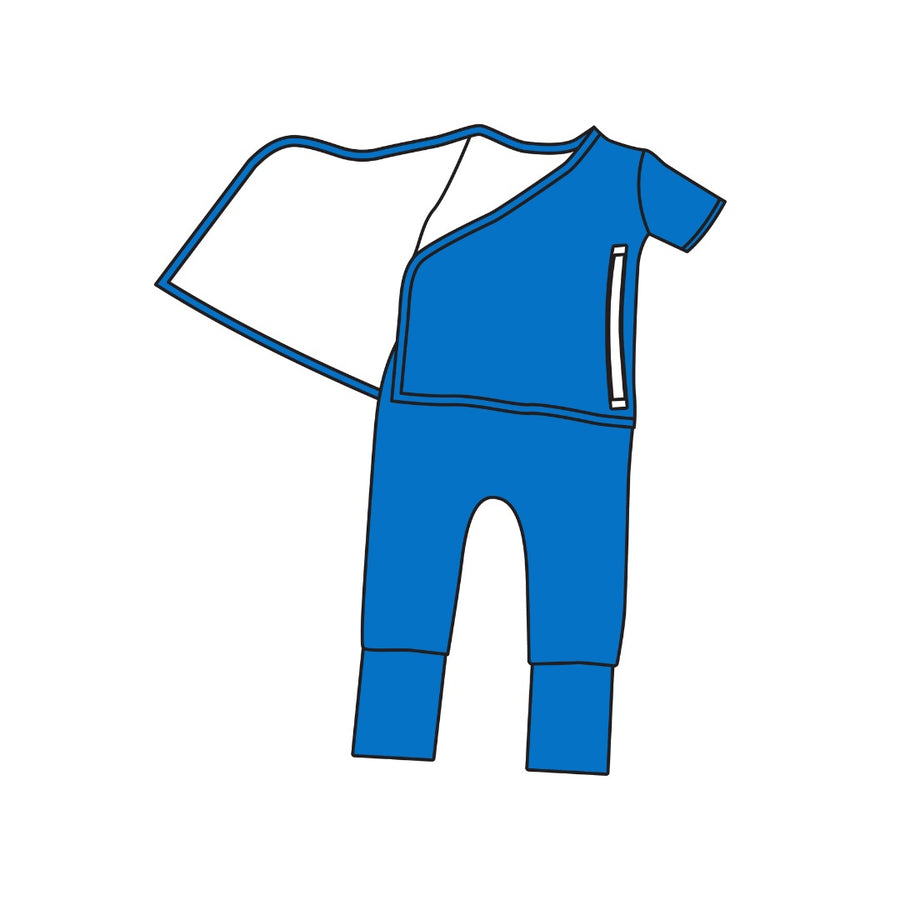 Wrap-A-Roo™ Wrap Opening Romper in Azure | Bamboo Viscose
