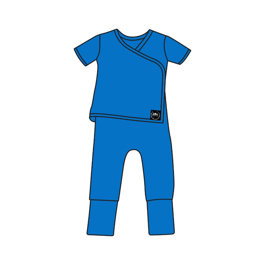 Wrap-A-Roo™ Wrap Opening Romper in Azure | Bamboo Viscose