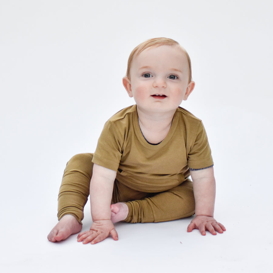 Front Opening Romper in Khaki | Bamboo Viscose