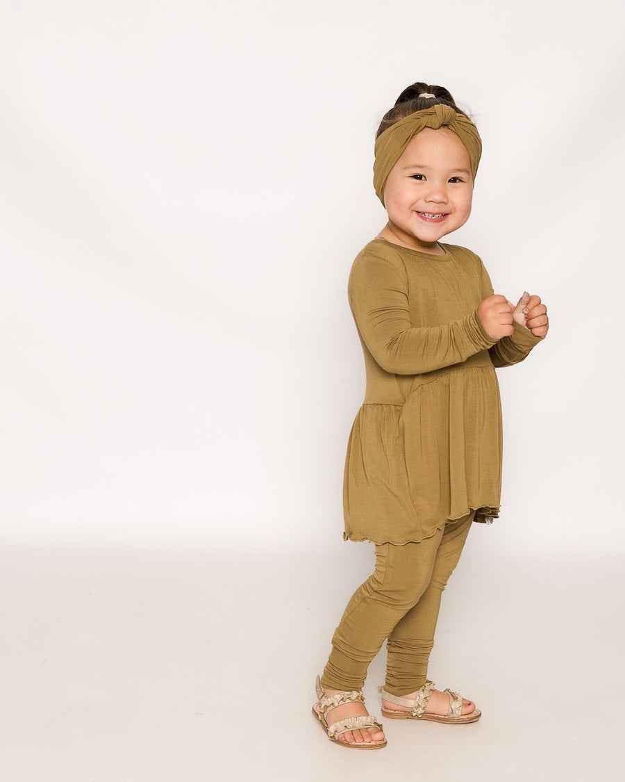 Front Opening Twirl Romper in Khaki | Bamboo Viscose