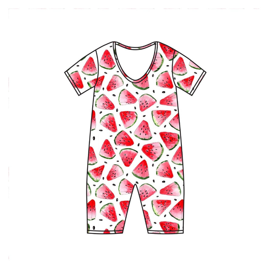 Women's One-Piece Shortie Lounger in OG Watermelons 2.0  | Bamboo Viscose