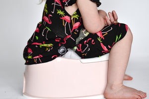 Switch-A-Roo™ Reversible Opening Twirl Shortie Romper in Flamingos | Bamboo Viscose