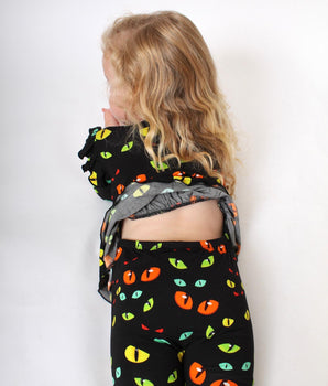Switch-A-Roo™ Reversible Opening Twirl Romper in Eye Spy
