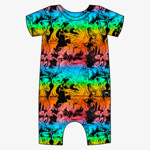 Front Opening Shortie Romper in Prism | Bamboo Viscose