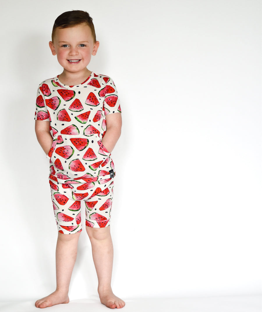Front Opening Shortie Romper in OG Watermelons 2.0 | Bamboo Viscose