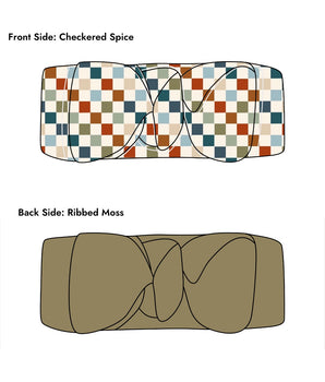 Headwrap in Checkered Spice & Ribbed Pistachio (Reversible)