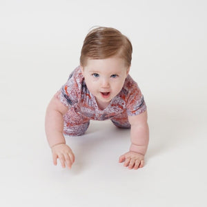 Front Opening Shortie Romper in Sunset | Bamboo Viscose