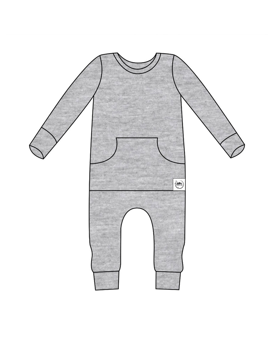 Front Opening Romper in Heathered Grey | Bamboo Viscose