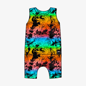 Front Opening Tank Shortie Romper in Prism | Bamboo Viscose