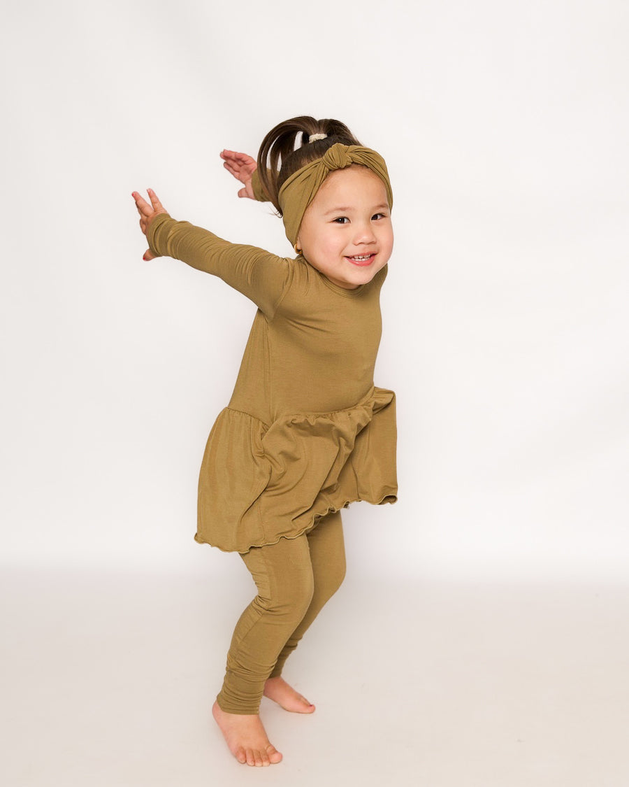 Front Opening Twirl Romper in Khaki | Bamboo Viscose