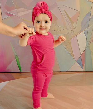 Front Opening Romper in Fuchsia