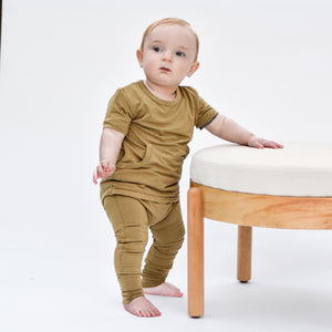 Front Opening Romper in Khaki | Bamboo Viscose