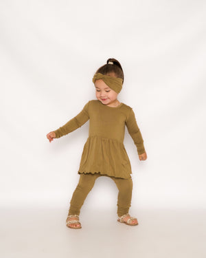 Front Opening Twirl Romper in Khaki | Bamboo Viscose
