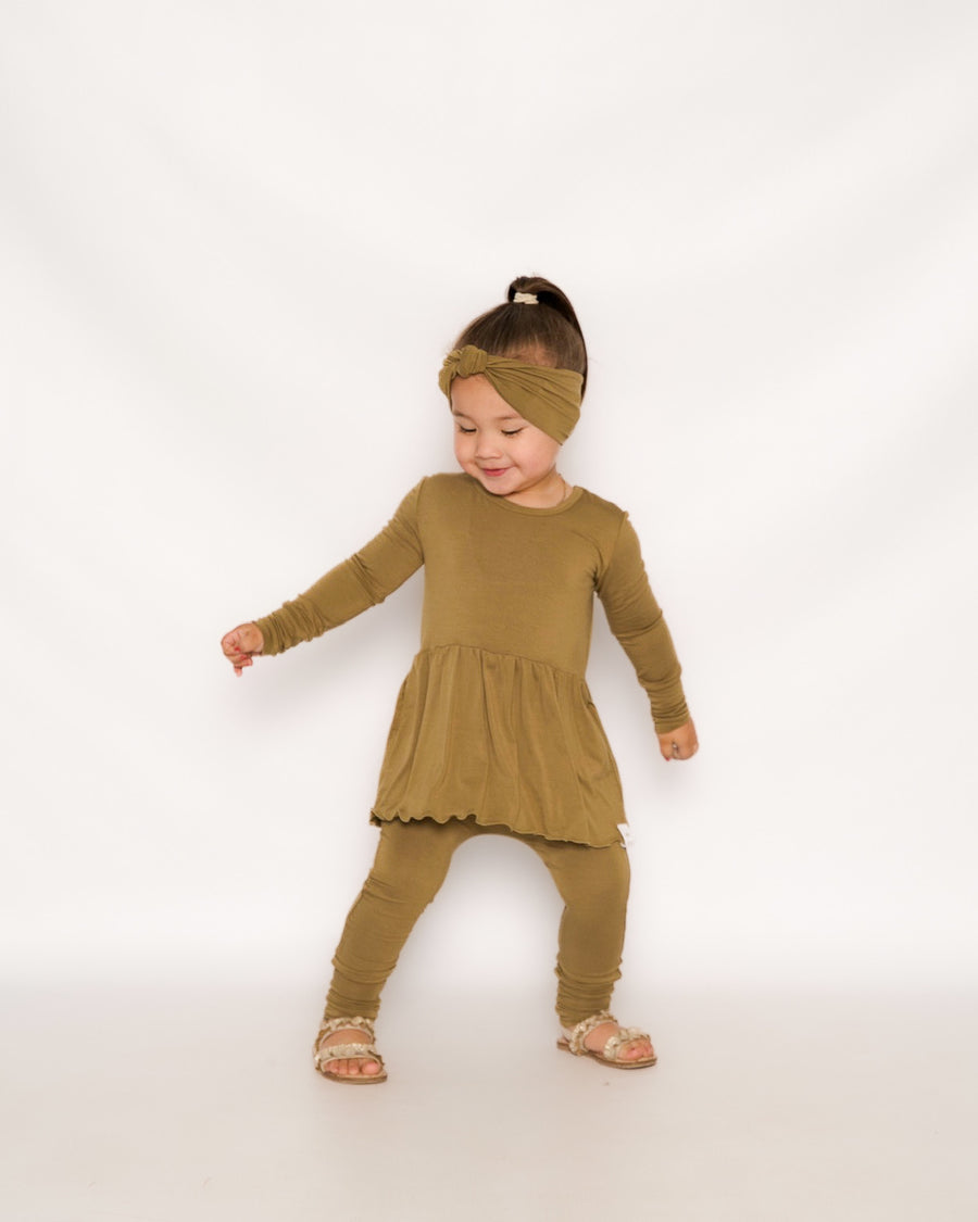 Front Opening Twirl Romper in Khaki | Bamboo Viscose