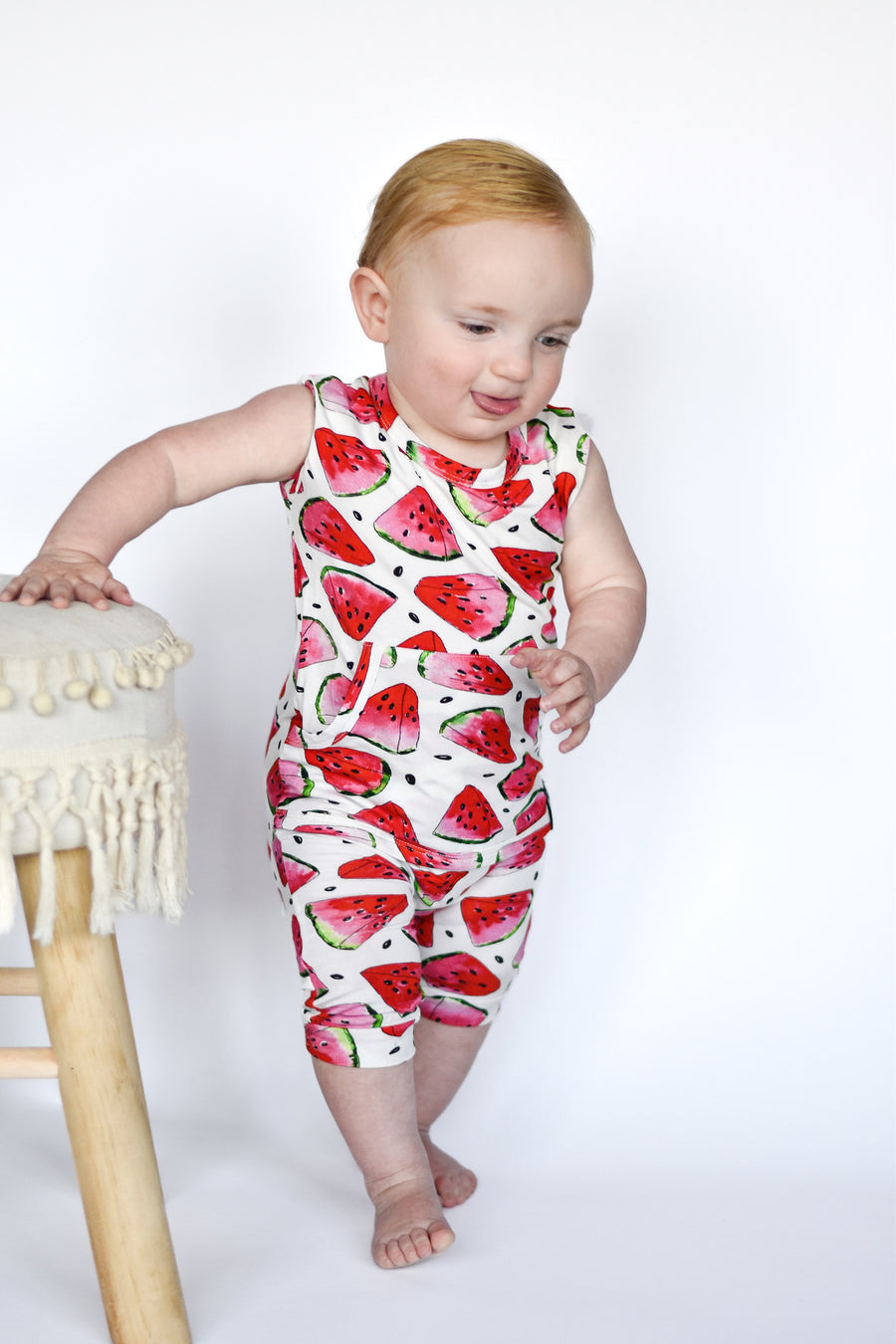 Front Opening Tank Shortie Romper in OG Watermelons 2.0 | Bamboo Viscose