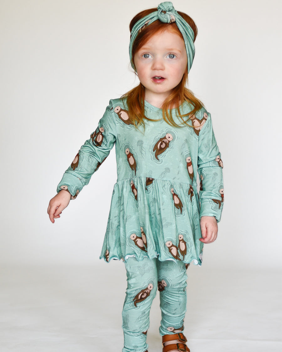 Front Opening Twirl Romper in Otters | Bamboo Viscose