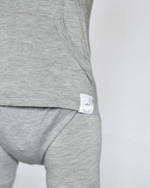 Front Opening Romper in Heathered Grey | Bamboo Viscose