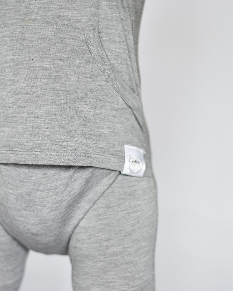 Front Opening Romper in Heathered Grey | Bamboo Viscose